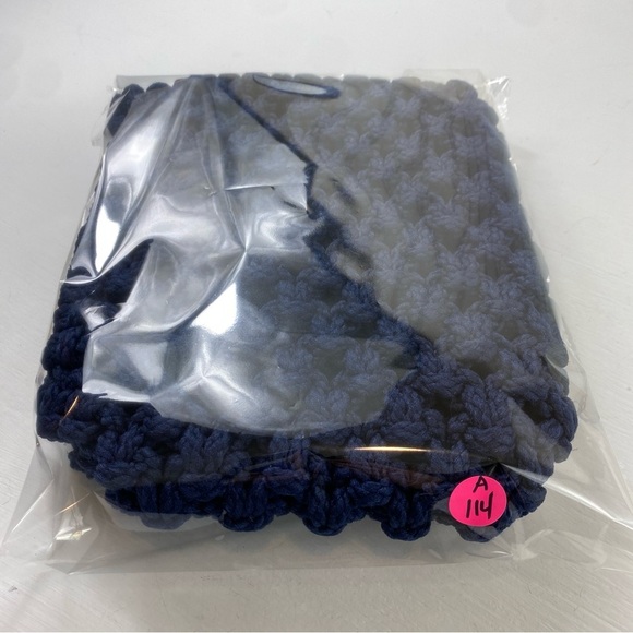 Blue Mini Macramé Handmade Crochet‎ Bag with Textured Design - Picture 9 of 9